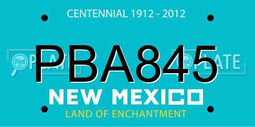 PBA845 New Mexico License Plate