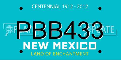 PBB433 New Mexico License Plate