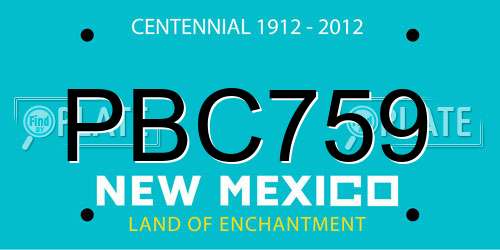 PBC759 New Mexico License Plate