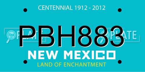 PBH883 New Mexico License Plate