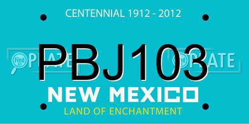 PBJ103 New Mexico License Plate