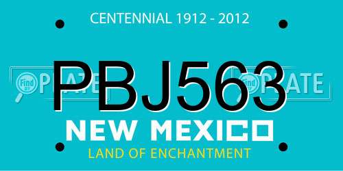 PBJ563 New Mexico License Plate