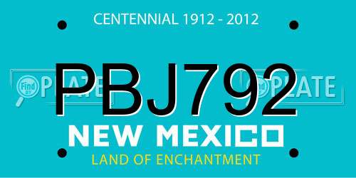 PBJ792 New Mexico License Plate