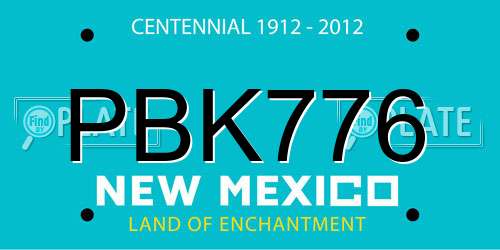 PBK776 New Mexico License Plate