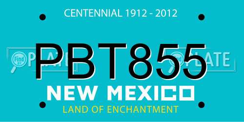 PBT855 New Mexico License Plate