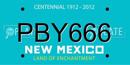 PBY666 New Mexico License Plate