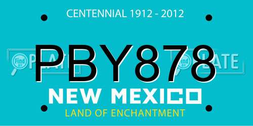 PBY878 New Mexico License Plate