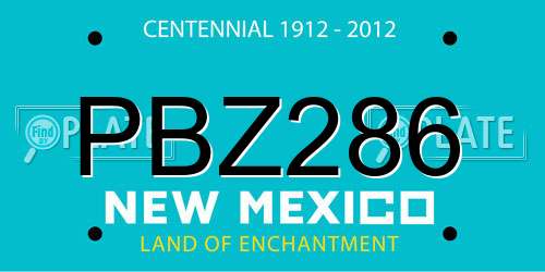 PBZ286 New Mexico License Plate