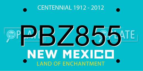 PBZ855 New Mexico License Plate