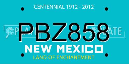 PBZ858 New Mexico License Plate