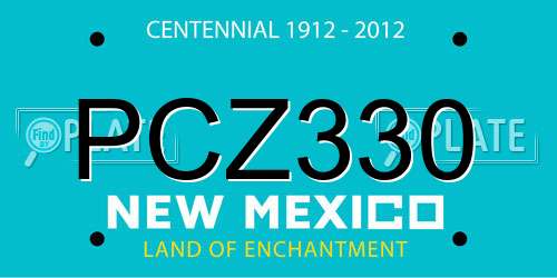 PCZ330 New Mexico License Plate
