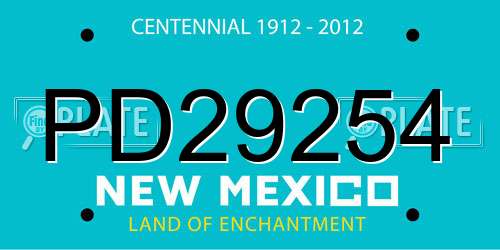 PD29254 New Mexico License Plate