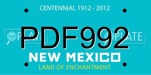 PDF992 New Mexico License Plate