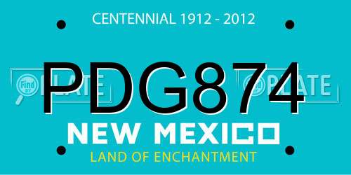 PDG874 New Mexico License Plate