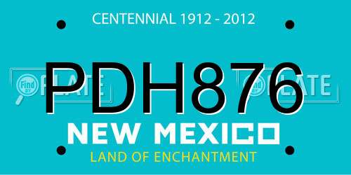 PDH876 New Mexico License Plate