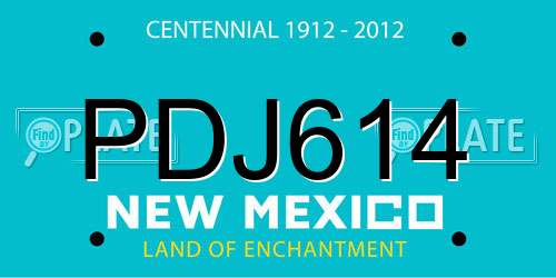 PDJ614 New Mexico License Plate