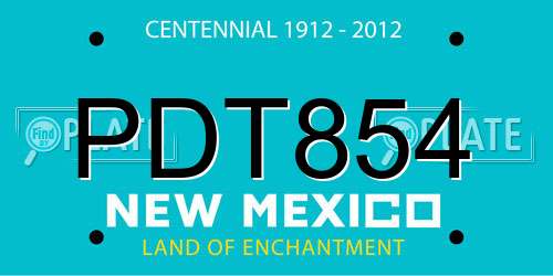 PDT854 New Mexico License Plate