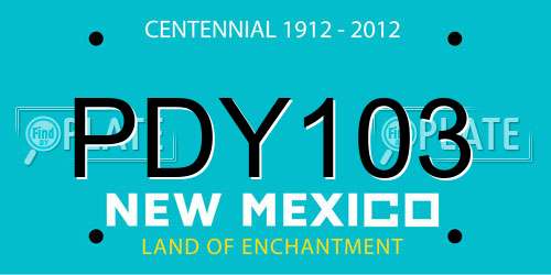 PDY103 New Mexico License Plate