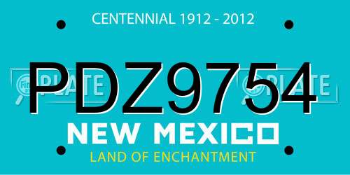 PDZ9754 New Mexico License Plate