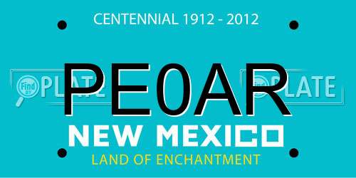 PE0AR New Mexico License Plate
