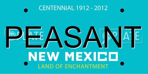 PEASANT New Mexico License Plate