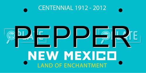 PEPPER New Mexico License Plate