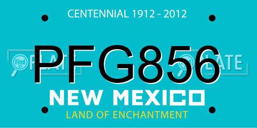 PFG856 New Mexico License Plate