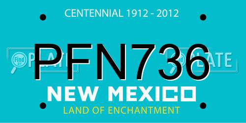 PFN736 New Mexico License Plate