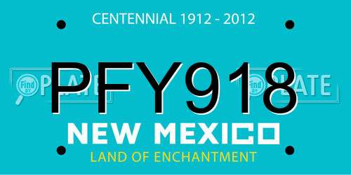 PFY918 New Mexico License Plate