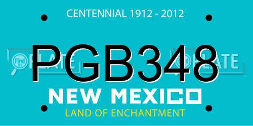 PGB348 New Mexico License Plate