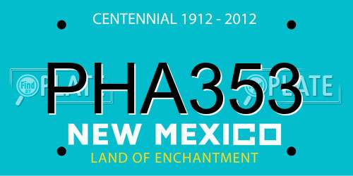 PHA353 New Mexico License Plate