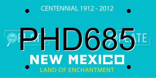 PHD685 New Mexico License Plate