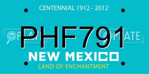 PHF791 New Mexico License Plate