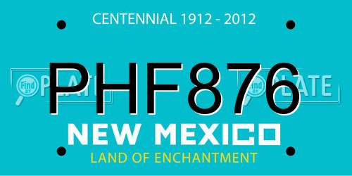 PHF876 New Mexico License Plate