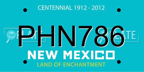 PHN786 New Mexico License Plate