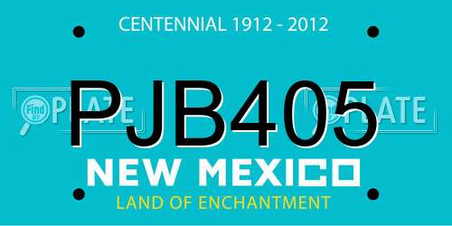 PJB405 New Mexico License Plate