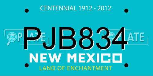 PJB834 New Mexico License Plate