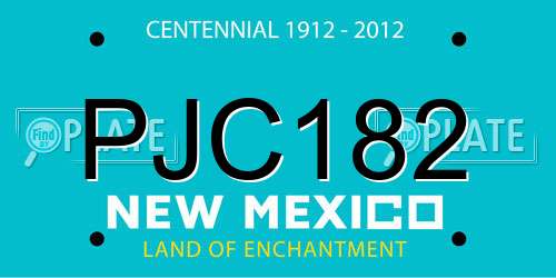 PJC182 New Mexico License Plate