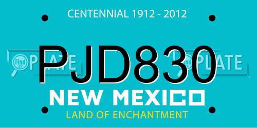 PJD830 New Mexico License Plate