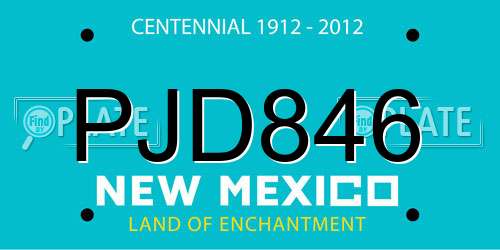 PJD846 New Mexico License Plate