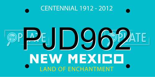 PJD962 New Mexico License Plate