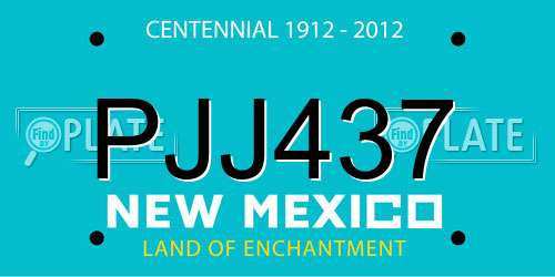 PJJ437 New Mexico License Plate
