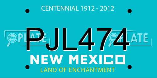 PJL474 New Mexico License Plate