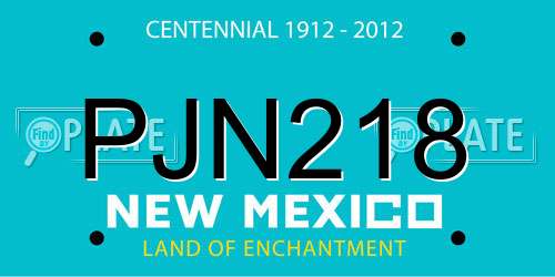 PJN218 New Mexico License Plate