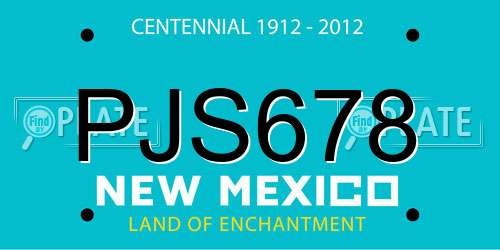 PJS678 New Mexico License Plate