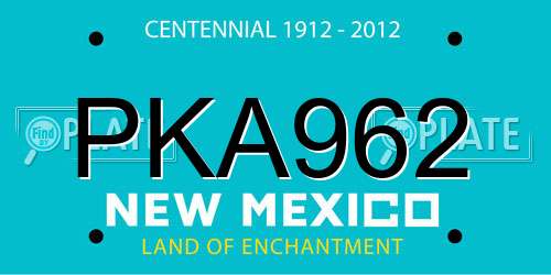 PKA962 New Mexico License Plate