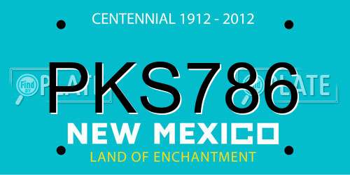 PKS786 New Mexico License Plate