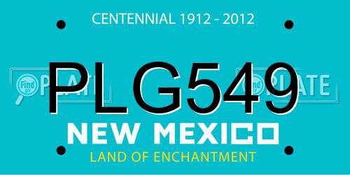 PLG549 New Mexico License Plate