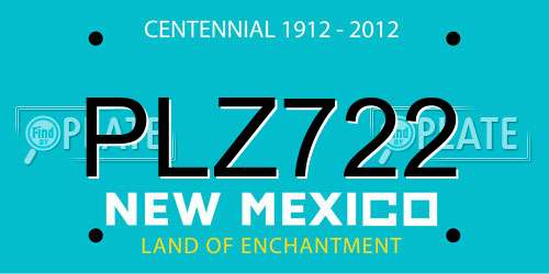 PLZ722 New Mexico License Plate
