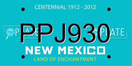 PPJ930 New Mexico License Plate